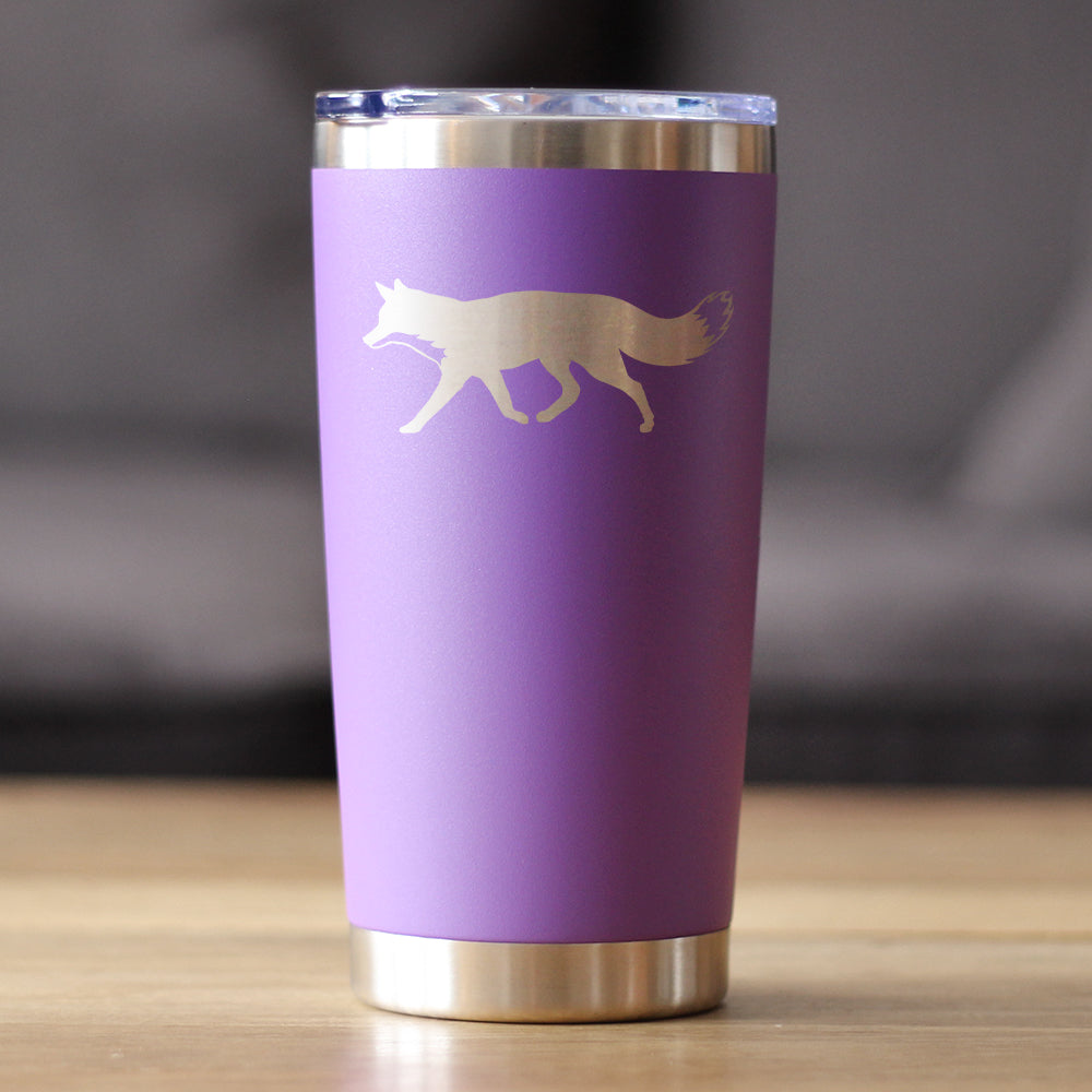 Fox Silhouette - Cabin Themed Gifts or Rustic Decor for Women and Men - 20 oz Coffee Tumbler