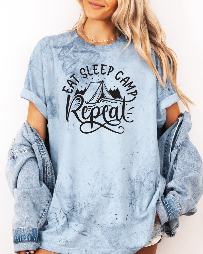 Camping Hiking Mountain Nature Garment Dyed T Shirt