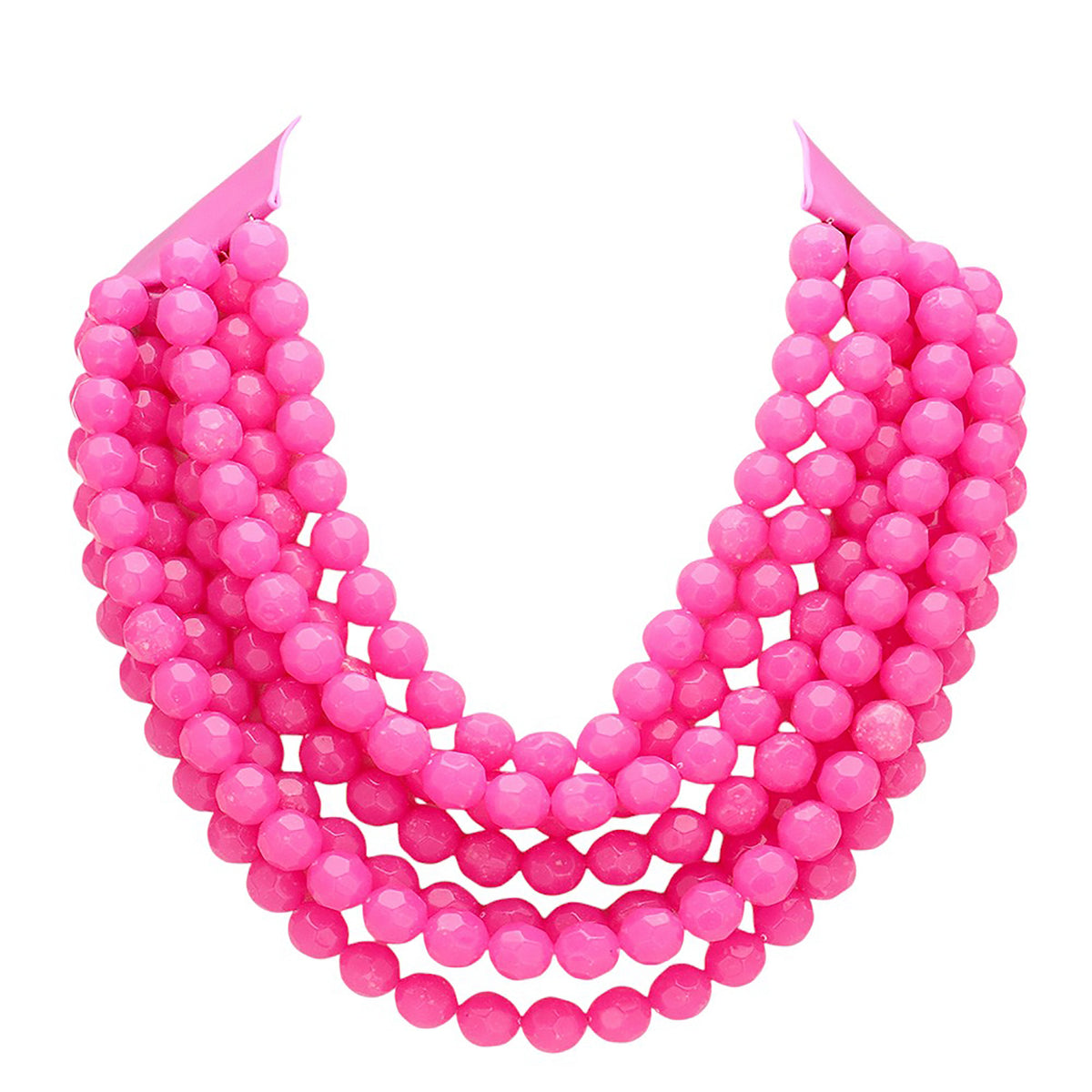 Women's Chunky Multi-Strand Beaded Statement Necklace with Magnetic Clasp