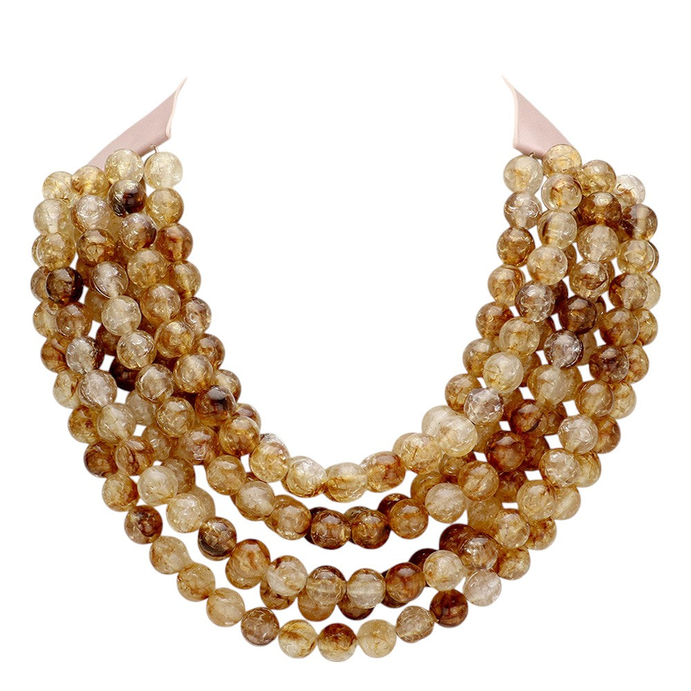Women's Chunky Multi-Strand Beaded Statement Necklace with Magnetic Clasp