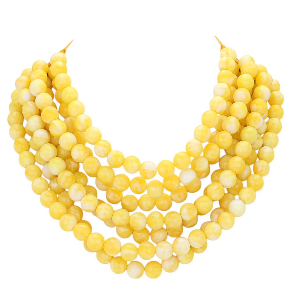 Women's Chunky Multi-Strand Beaded Statement Necklace with Magnetic Clasp