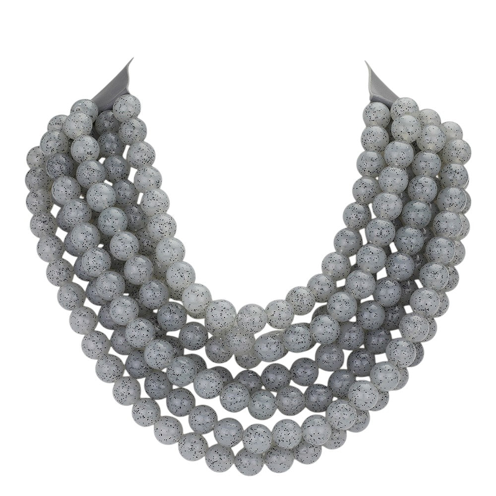 Women's Chunky Multi-Strand Beaded Statement Necklace with Magnetic Clasp