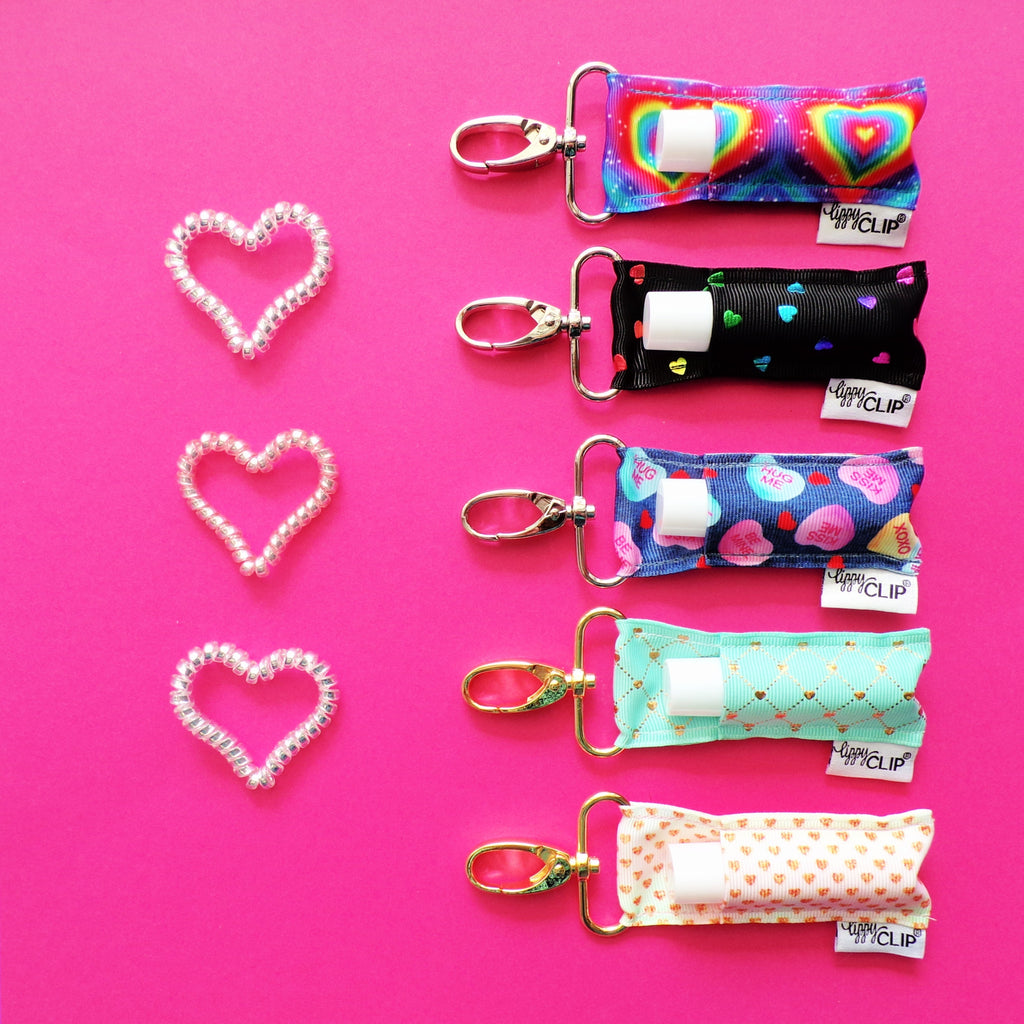 Rainbow Hearts on Black LippyClip®