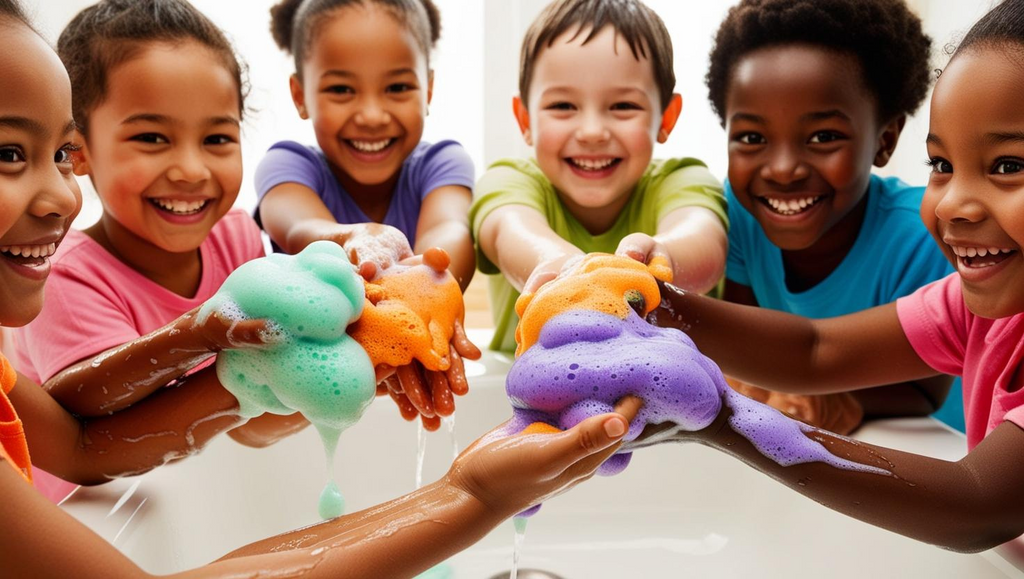 Non-toxic, Colorful Foaming Hand Soap for Kids. Orange Foam. Sweet Orange Scented