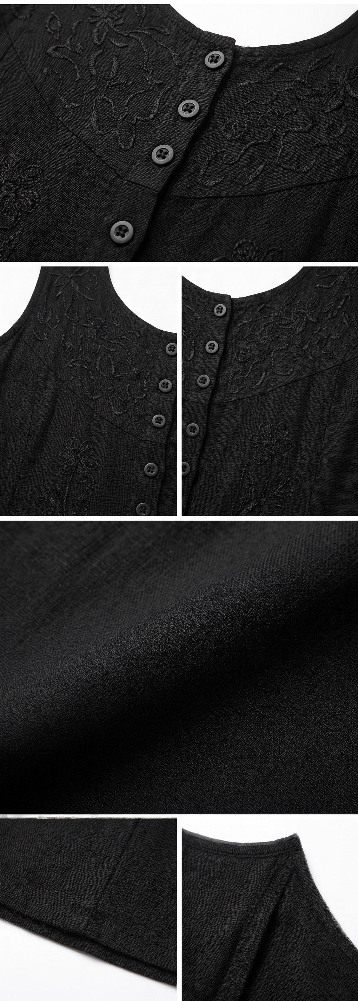 Sakkas Maya Floral Embroidered Sleeveless Button Up Rayon Dress