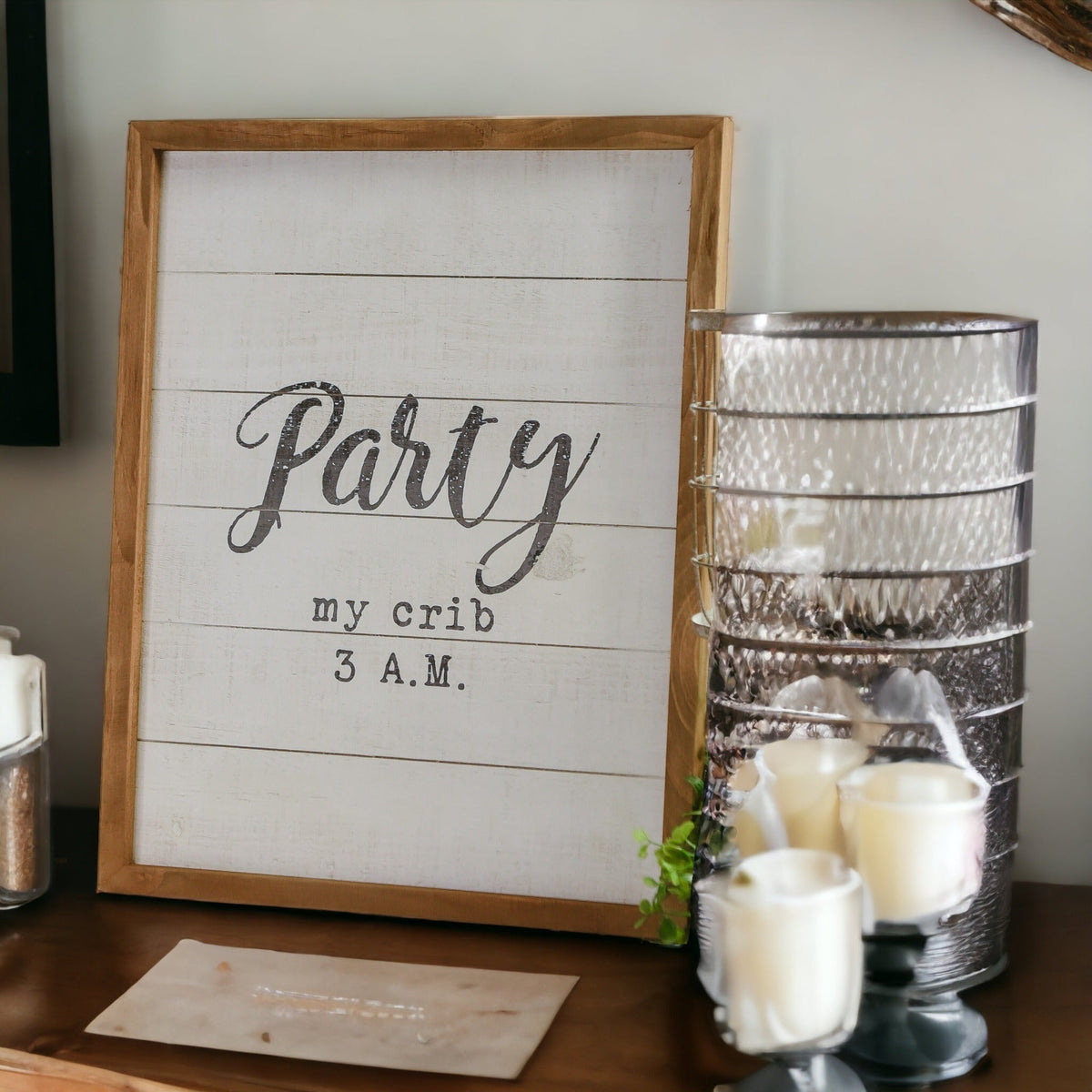 Rustic Wooden Nursery Sign Crib Party Party My Crib 3 AM Baby Shower Gift Handmade 16 x 20