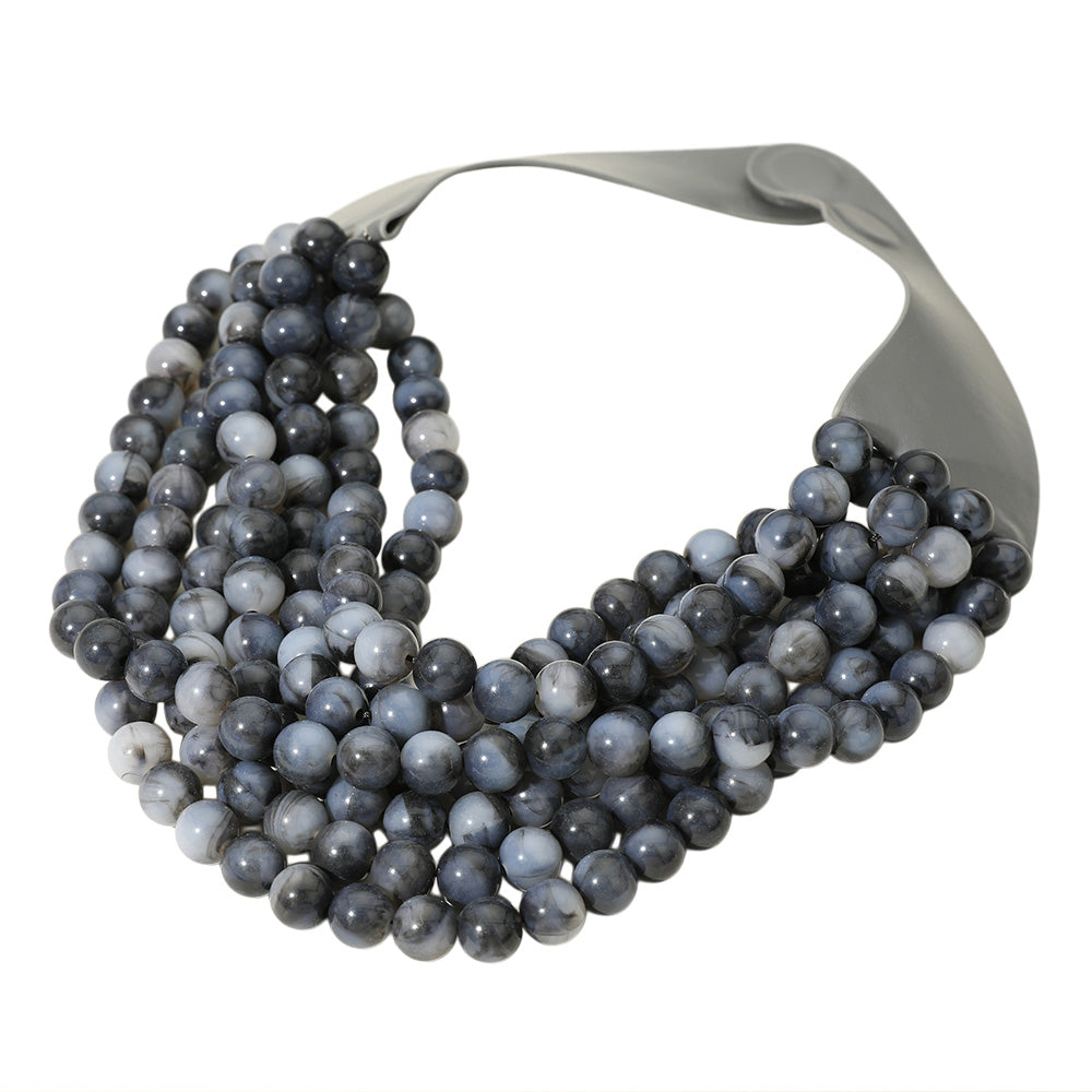 Women's Chunky Multi-Strand Beaded Statement Necklace with Magnetic Clasp