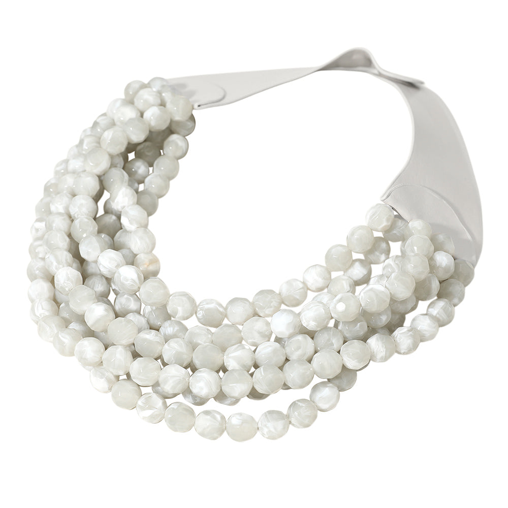 Women's Chunky Multi-Strand Beaded Statement Necklace with Magnetic Clasp