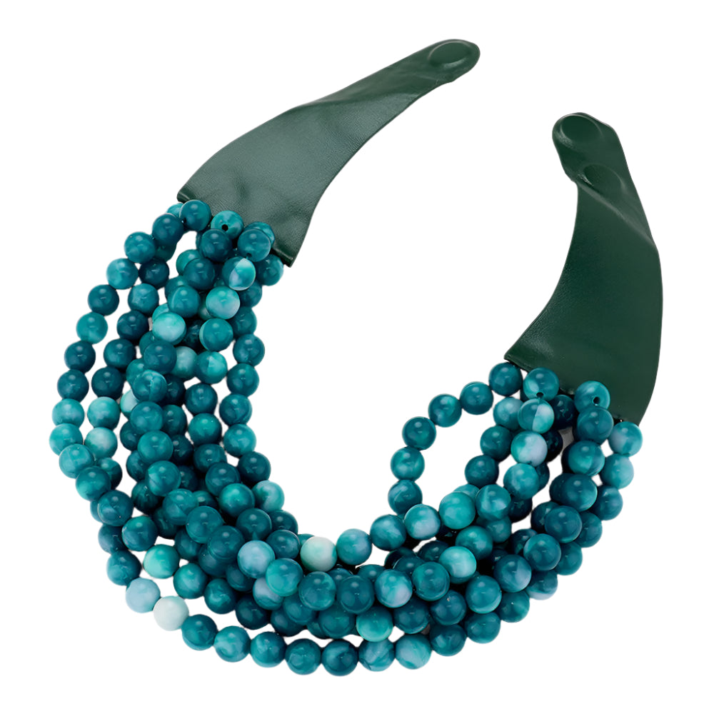 Women's Chunky Multi-Strand Beaded Statement Necklace with Magnetic Clasp