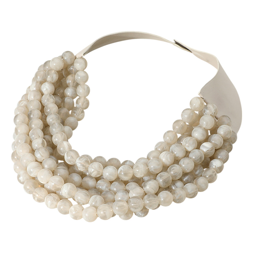 Women's Chunky Multi-Strand Beaded Statement Necklace with Magnetic Clasp