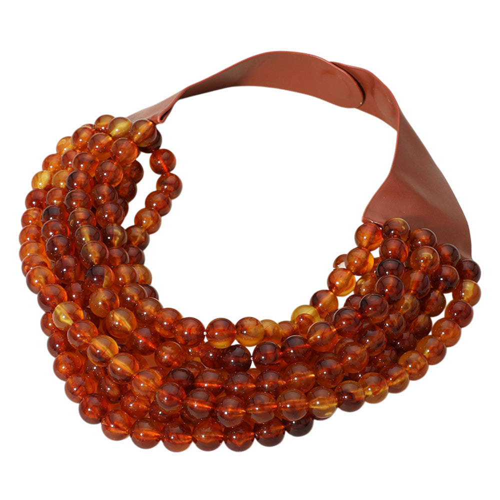 Women's Chunky Multi-Strand Beaded Statement Necklace with Magnetic Clasp