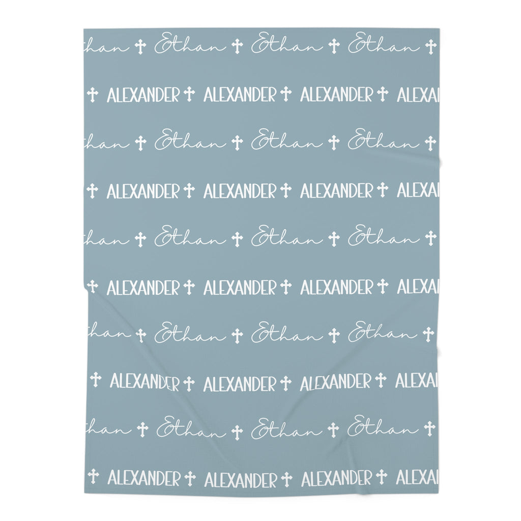 Personalized Blue Baby Name Swaddle Blanket