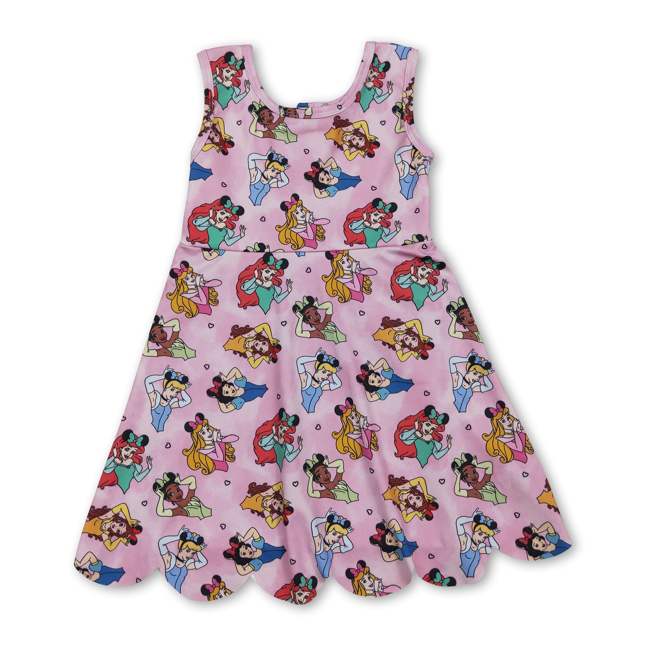 Sleeveless pink princess kids girls summer athletic dress