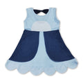 Sleeveless blue dog bow kids girls summer dress