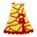 Sleeveless softball bow scallop girls athletic dresses