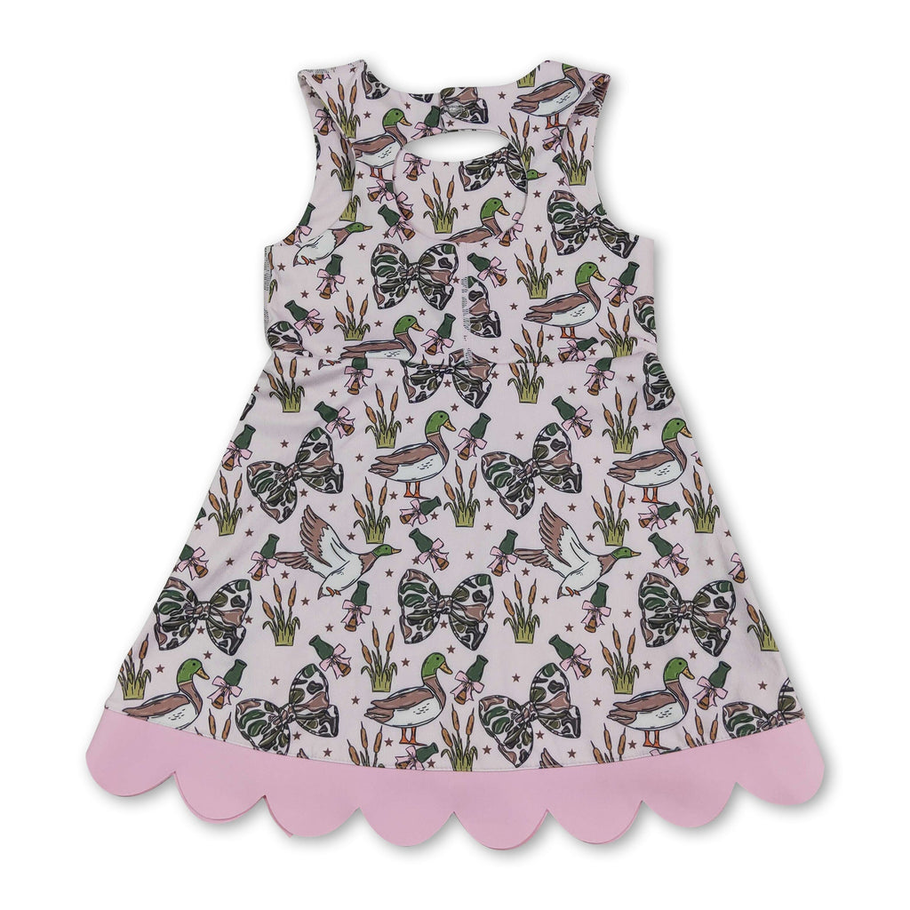 Sleeveless camo bow duck scallop kids girls athletic dress