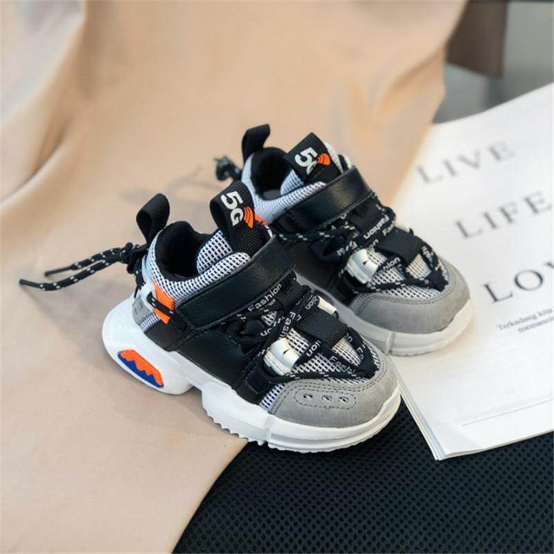 New Kids Shoes Toddler Girls Boy Sneakers Lace Up Design Mesh Breathable Children Tennis Fashion Little Baby Shoes