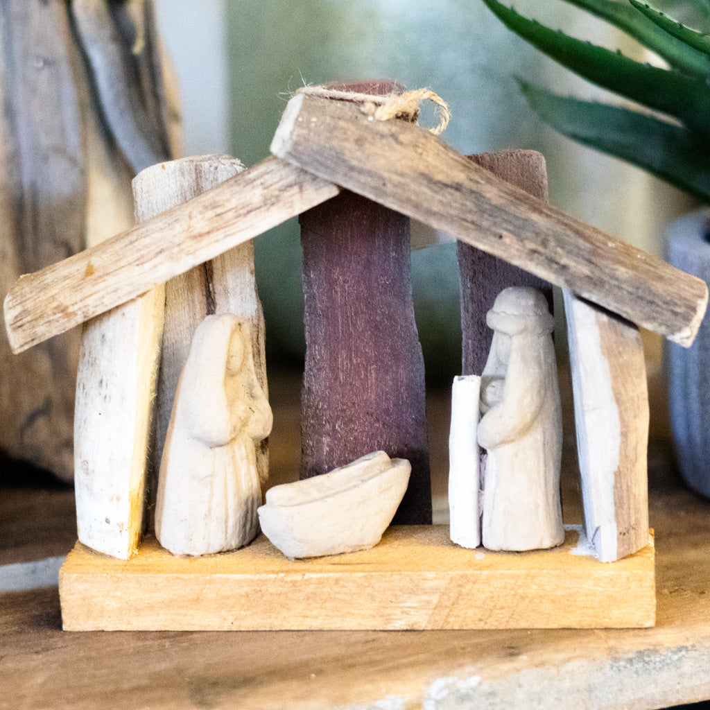 Driftwood Nativity on Twine Ornament
