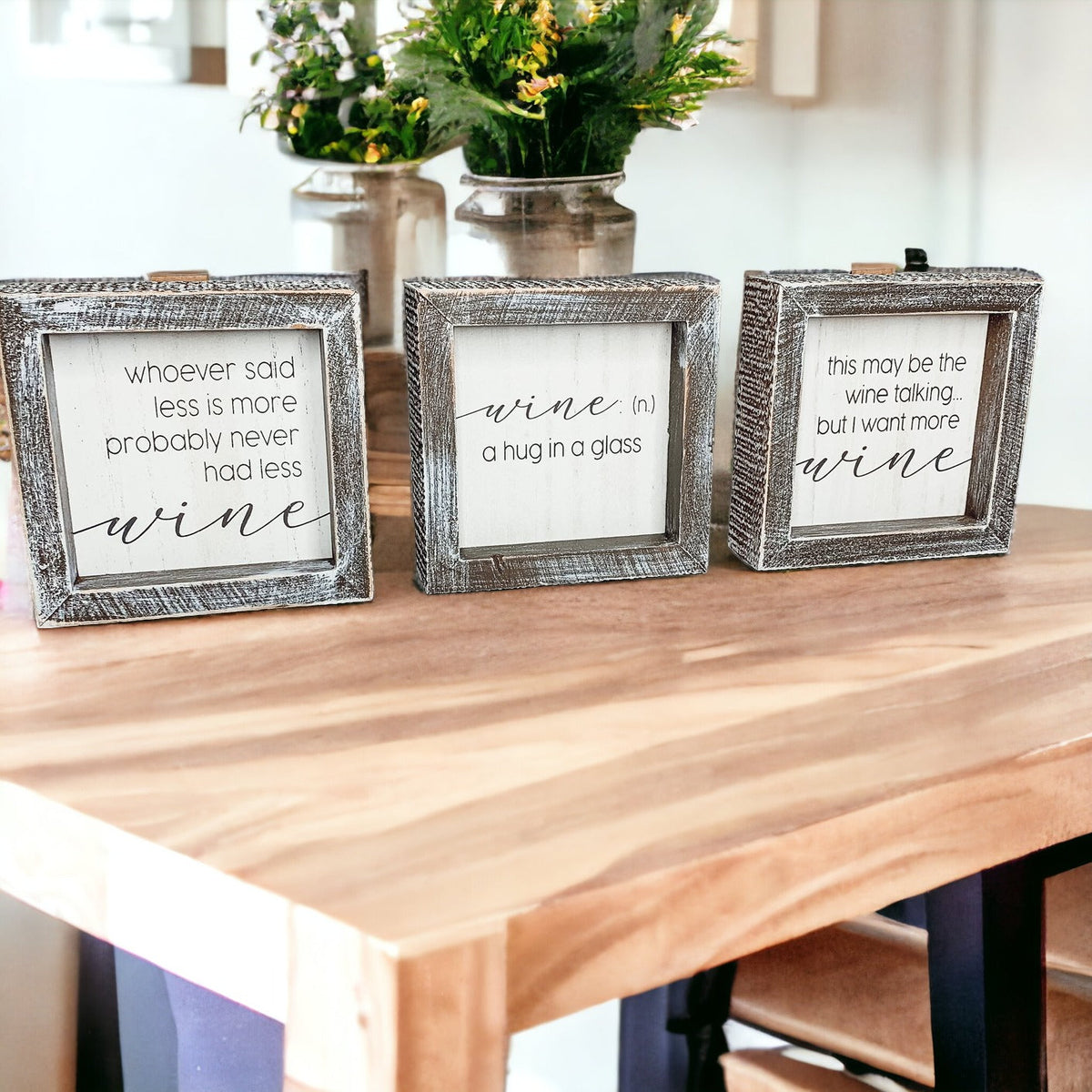 Wine Kitchen Sign 5x5 Thick Framed Wooden Bar Label Sign For Wine Lovers