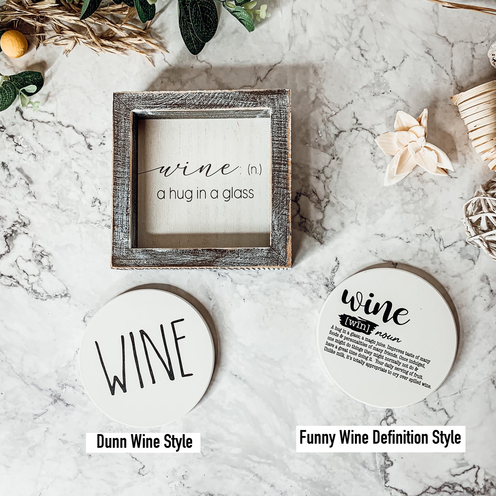 Wine Kitchen Sign 5x5 Thick Framed Wooden Bar Label Sign For Wine Lovers