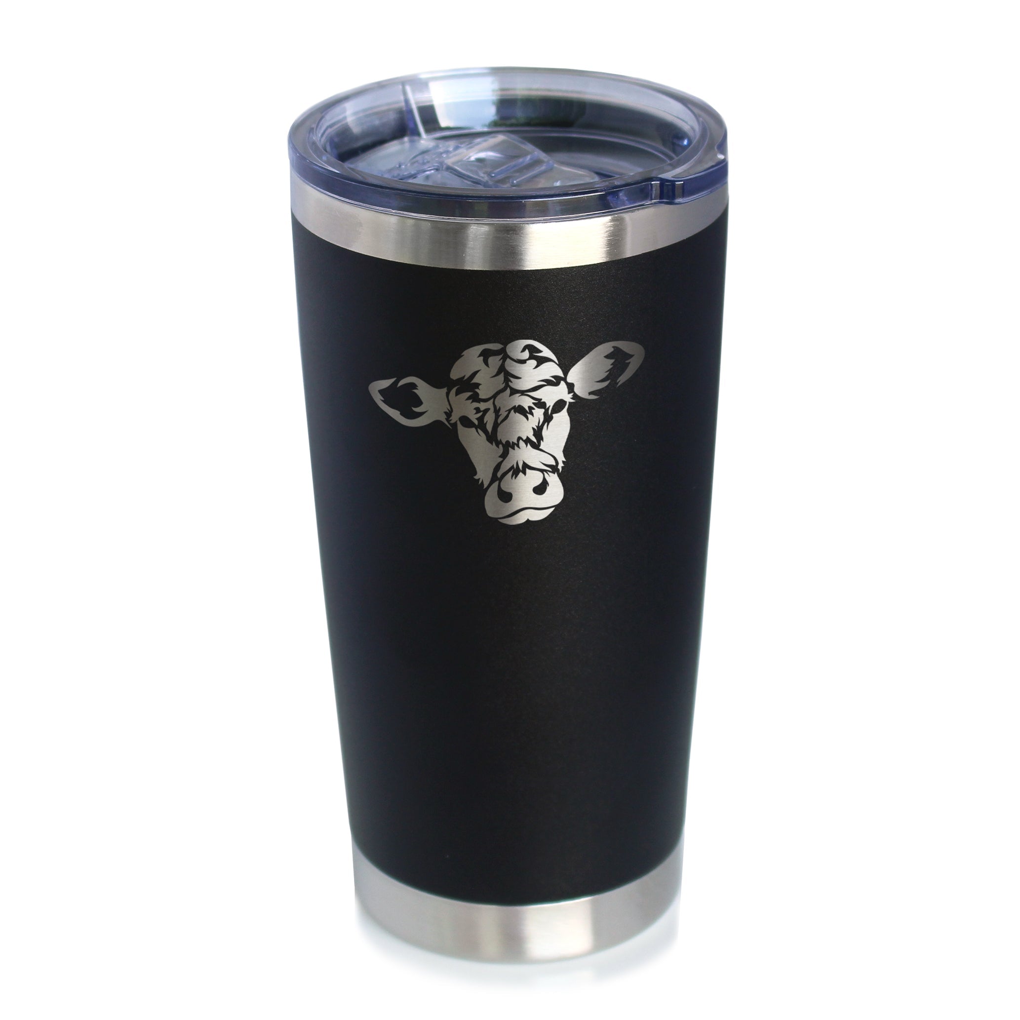Cow Face - Insulated Coffee Tumbler Cup with Sliding Lid - Stainless Steel Travel Mug - Cow Gift for Women and Men