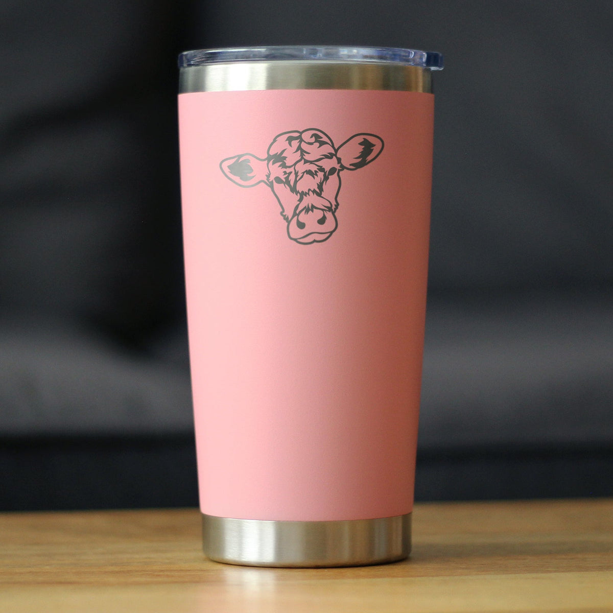 Cow Face - Insulated Coffee Tumbler Cup with Sliding Lid - Stainless Steel Travel Mug - Cow Gift for Women and Men