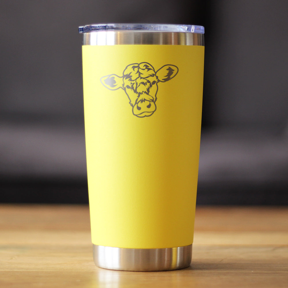 Cow Face - Insulated Coffee Tumbler Cup with Sliding Lid - Stainless Steel Travel Mug - Cow Gift for Women and Men