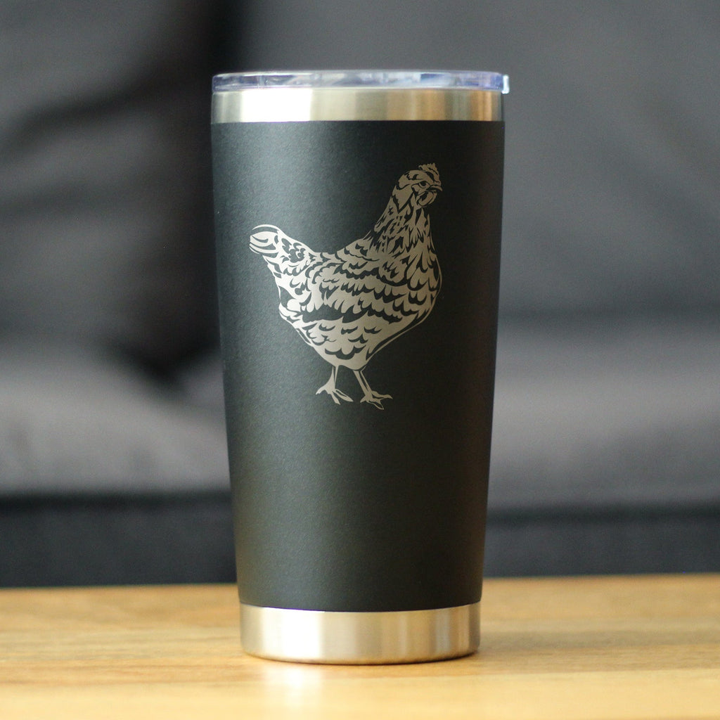 Hen - Insulated Coffee Tumbler Cup with Sliding Lid - Stainless Steel Travel Mug - Chicken Gifts for Women and Men