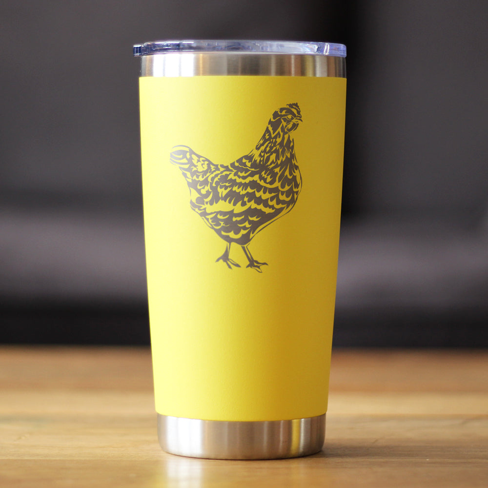 Hen - Insulated Coffee Tumbler Cup with Sliding Lid - Stainless Steel Travel Mug - Chicken Gifts for Women and Men