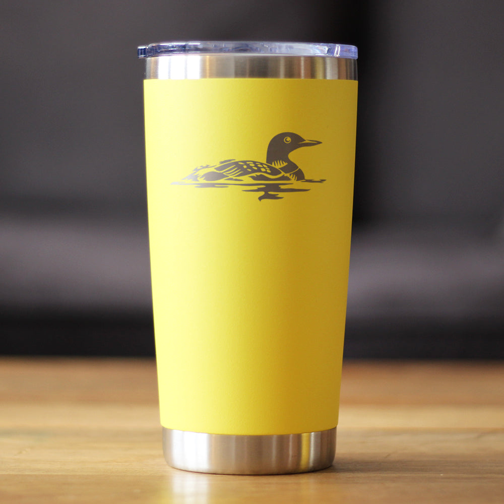 Loon - Insulated Coffee Tumbler Cup with Sliding Lid - Stainless Steel Travel Mug - Loon Gifts for Women and Men