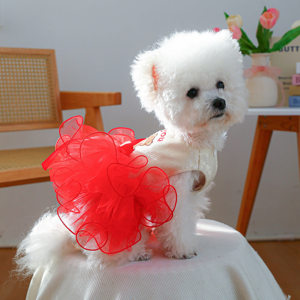 Red Valentine Dog Tutu Dress