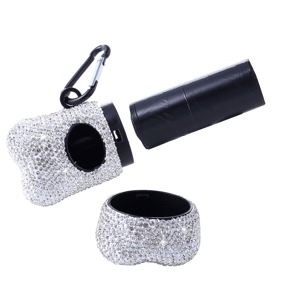 Sparkle Dog Poop Bag Holder – Crystal Bone Dispenser