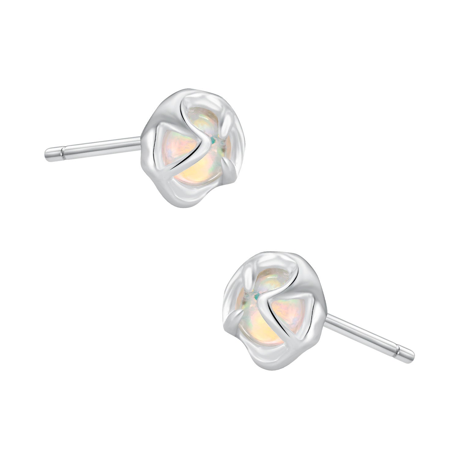 Women's Design Cold Style Simple Small Opal Sterling Sier Stud Earrings