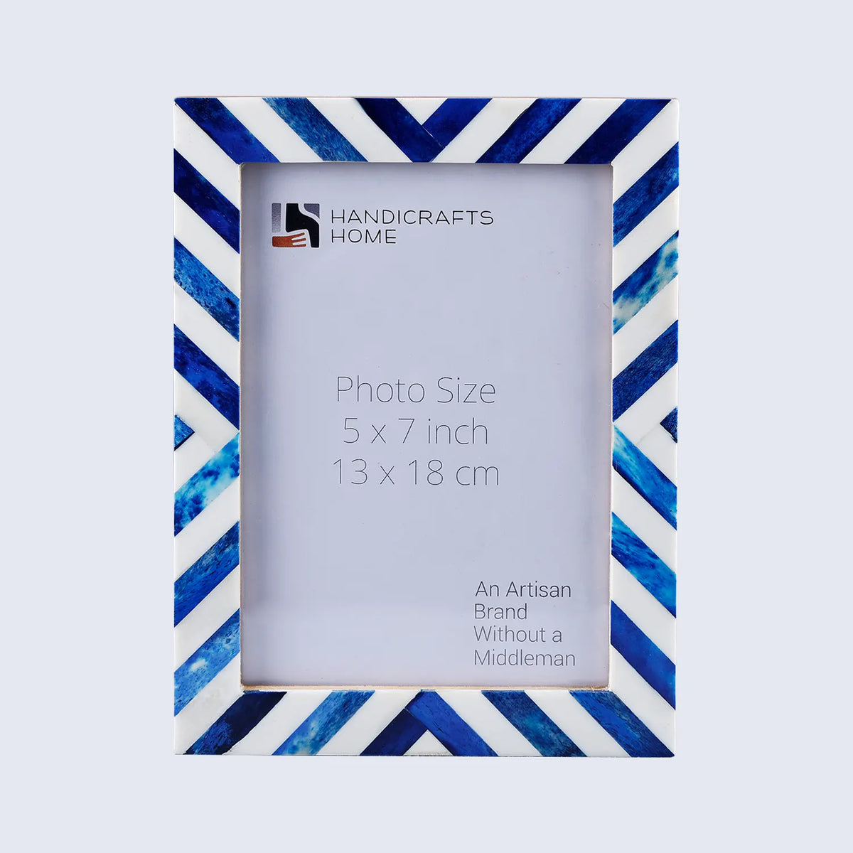 Blue White Chevron Bone Inlay Picture Frame 4x6 5x7 8x10