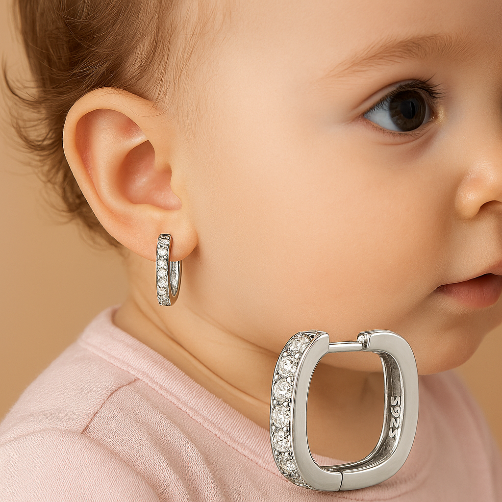 925 Sterling Silver Rectangular Hoop Earrings - Hypoallergenic & Elegant for All Ages