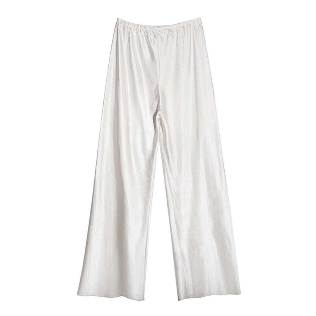Satin Wide Leg Pants Long Floor Casual Pants Women's Summer