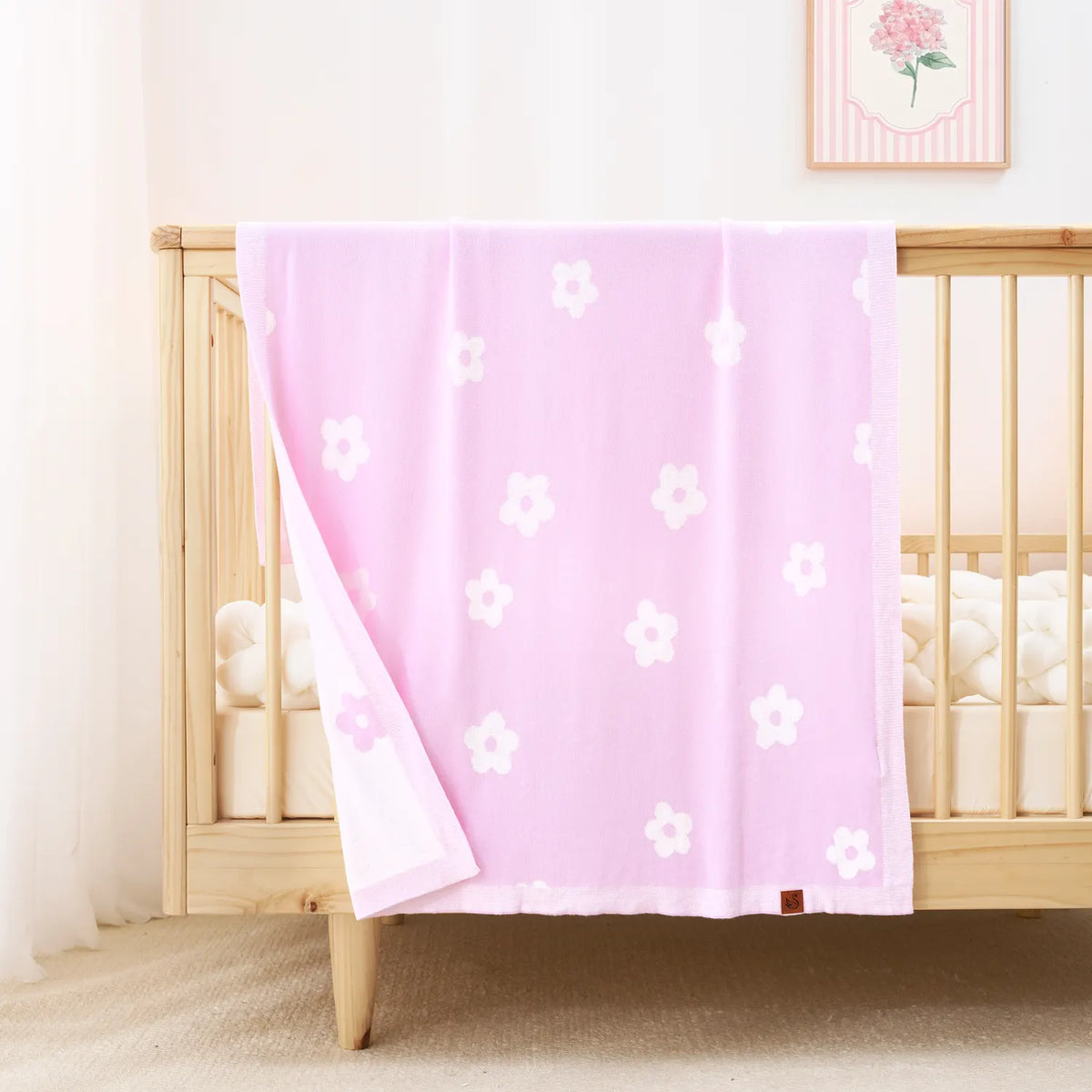 Daisy Jacquard Knit Baby Blanket