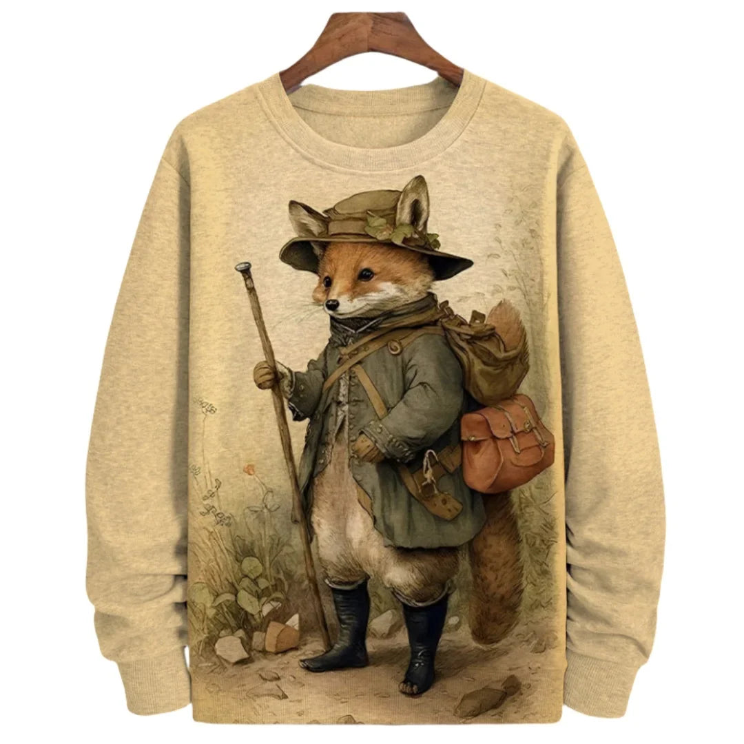 Animal Fox Printed Hoody Men Oversized Sweatshirts Hip Hop Round Neck Streetwear Clothing Loose Fleece Men's Hoodies Pullover