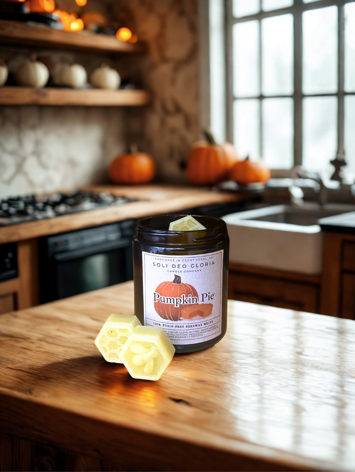 Pumpkin Pie Beeswax Candle | Cozy Fall Bakery Scent