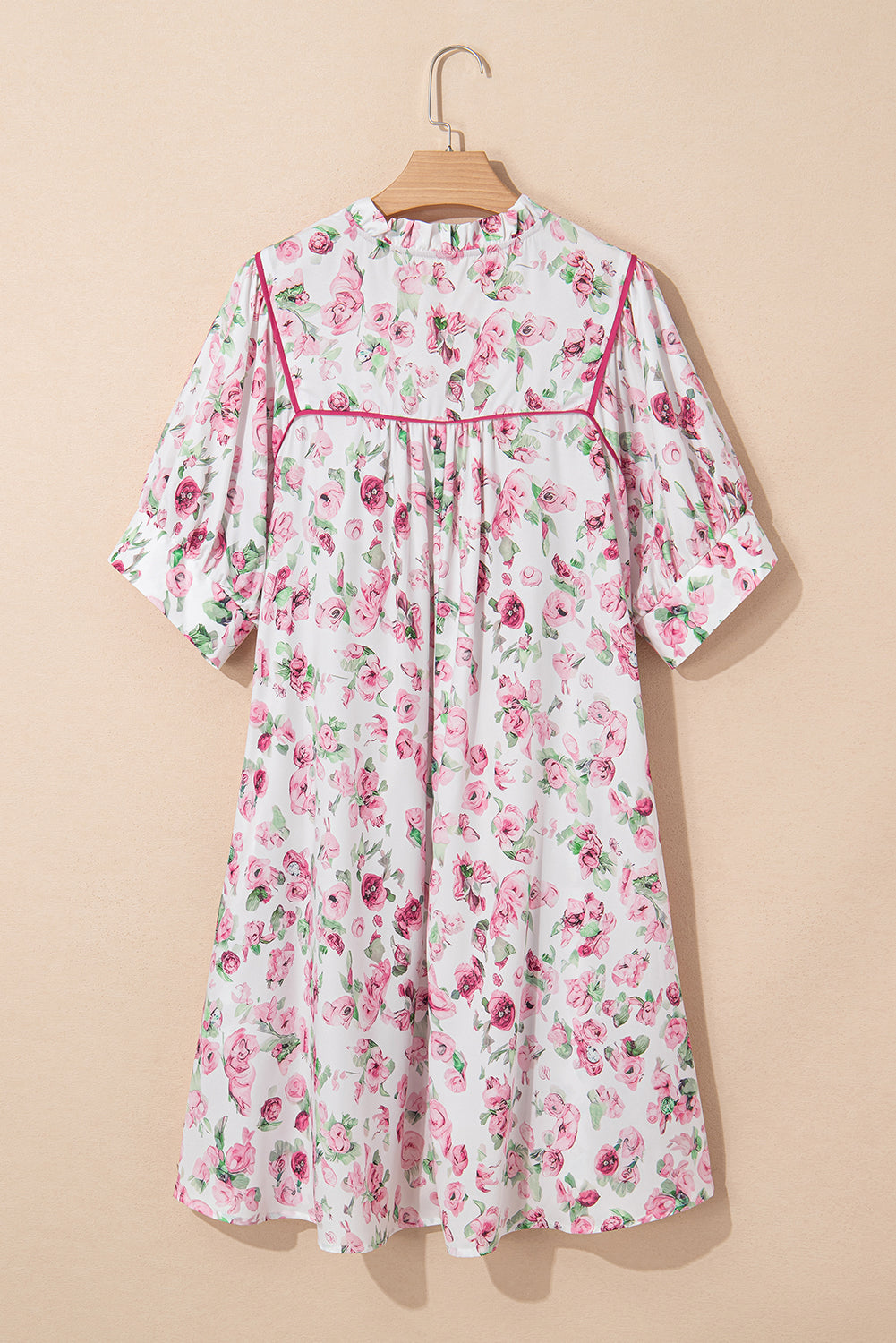 Plus Size Floral Tied V-Neck Mini Dress