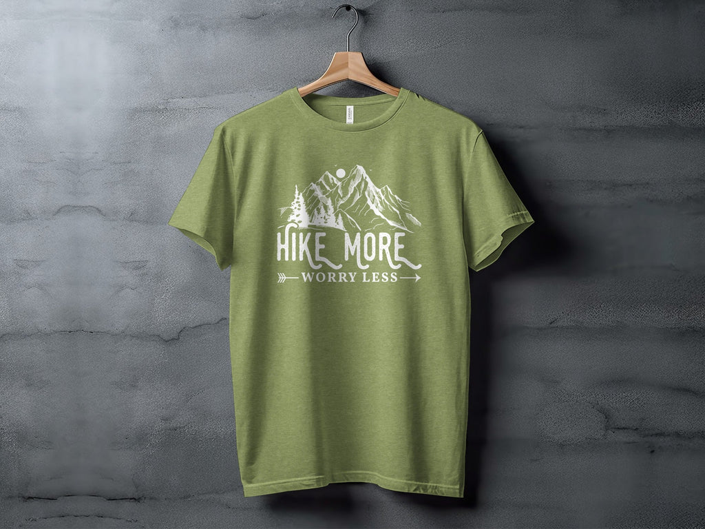 Hike More Worry Less Mountains Graphic Image T-Shirt