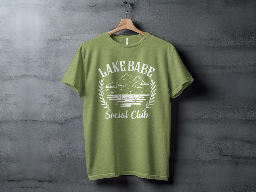 Lake Babe Social Club Mountains and Boat Graphic T-Shirt