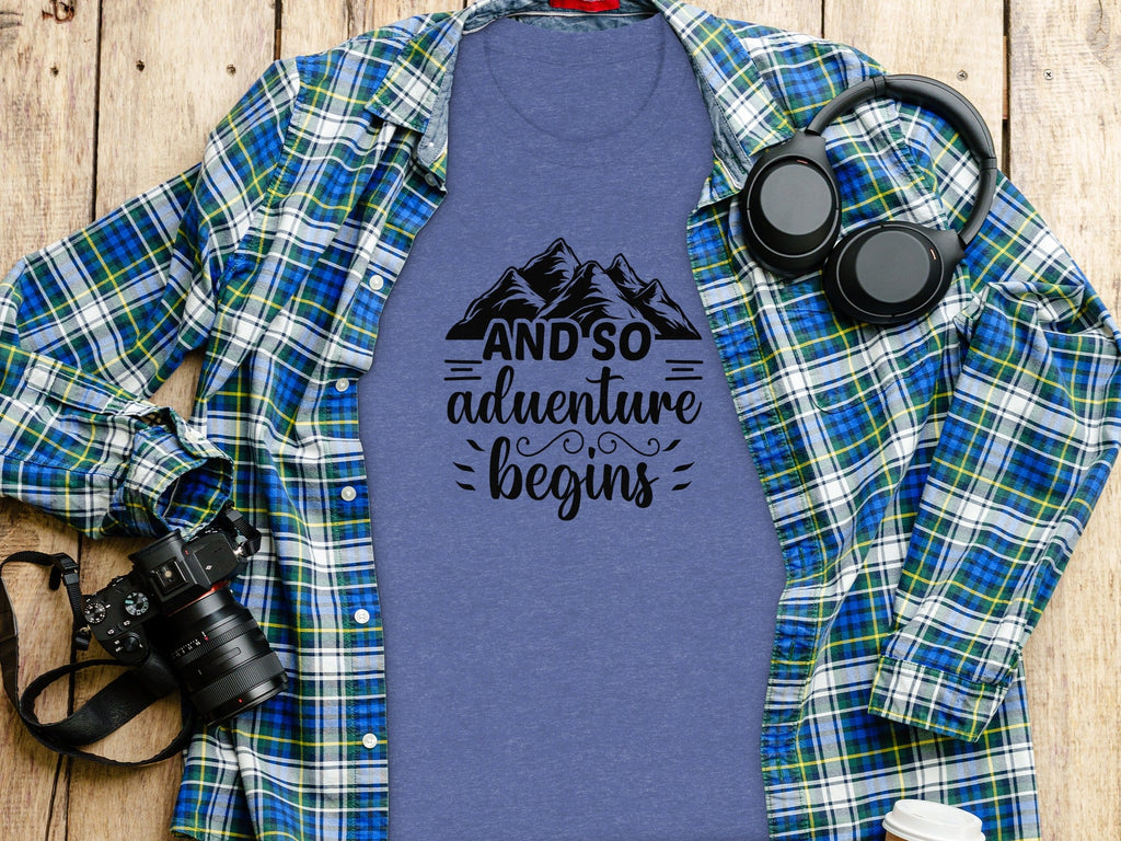And So Adventure Begins Mountain Theme Graphic T-Shirt