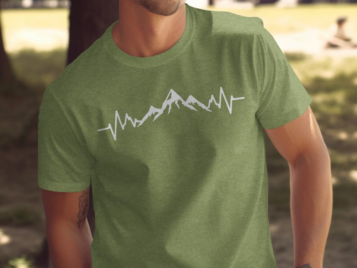 Mountain Heartbeat Line Illustration Graphic Design T-Shirt