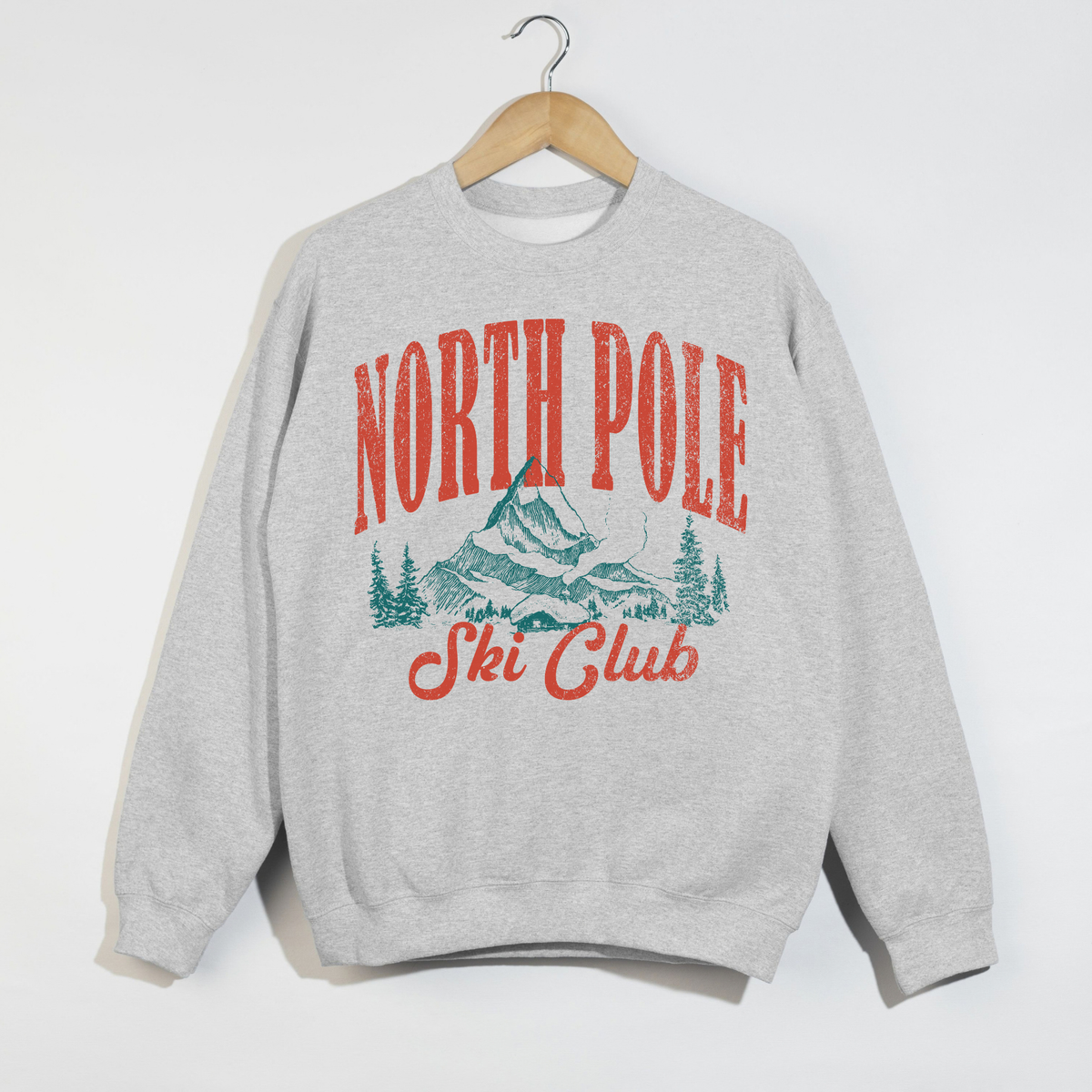 North Pole Ski Club Sweatshirt | Vintage Ski Lodge Christmas Crewneck
