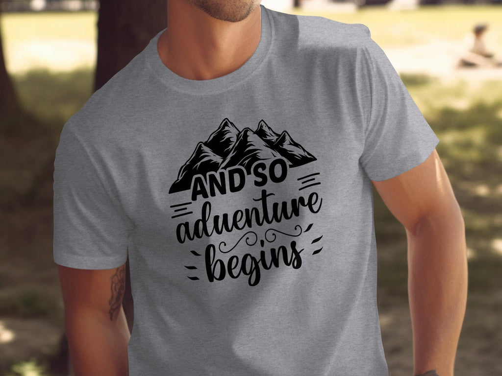 And So Adventure Begins Mountain Theme Graphic T-Shirt