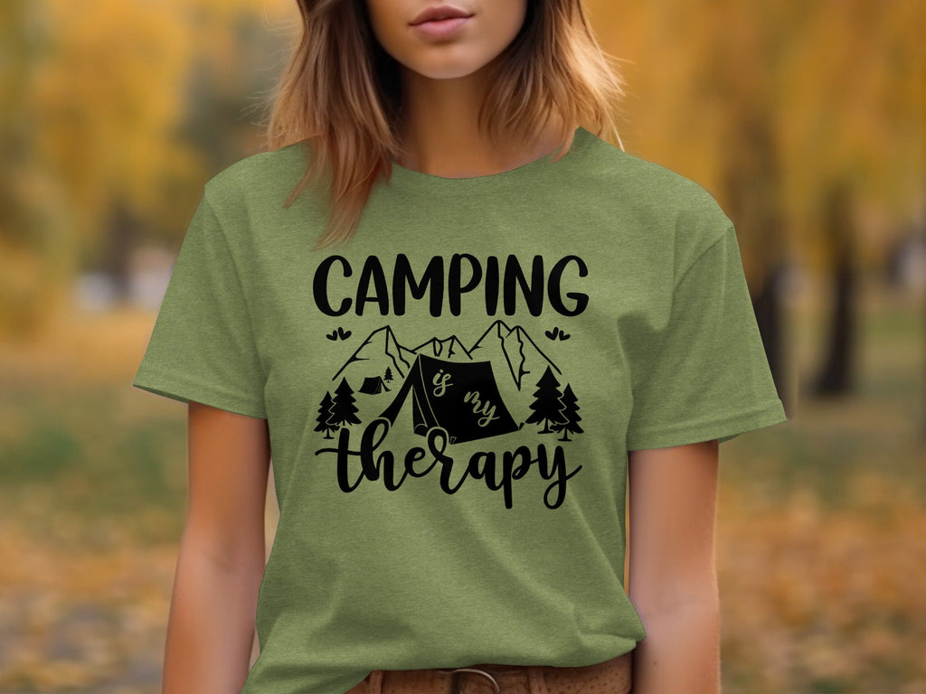 Camping Is My Therapy Mountain Design Graphic T-Shirt