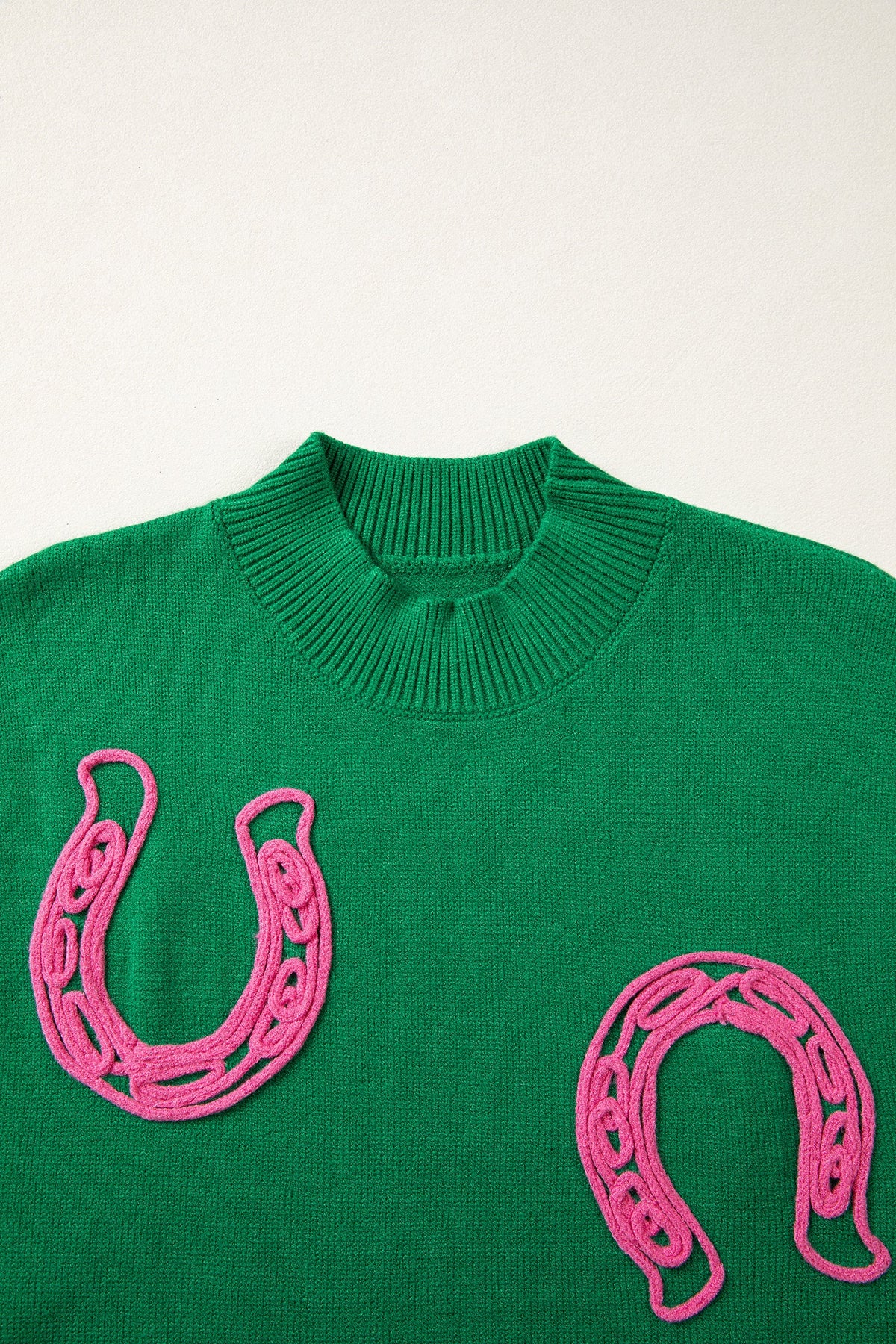 Western Horseshoe Mock Neck Short Sleeve Sweater