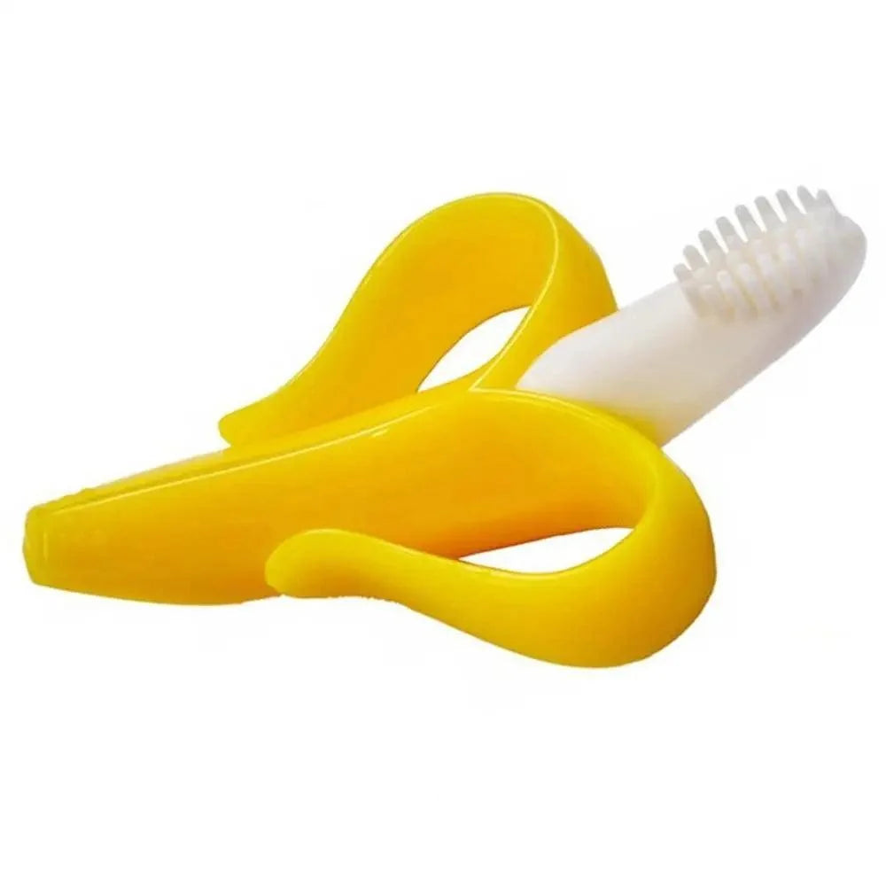 Baby Teether Toys Toddle Safe Banana Teething Ring Silicone Chew Dental Care Toothbrush Nursing Beads Gift For Infant