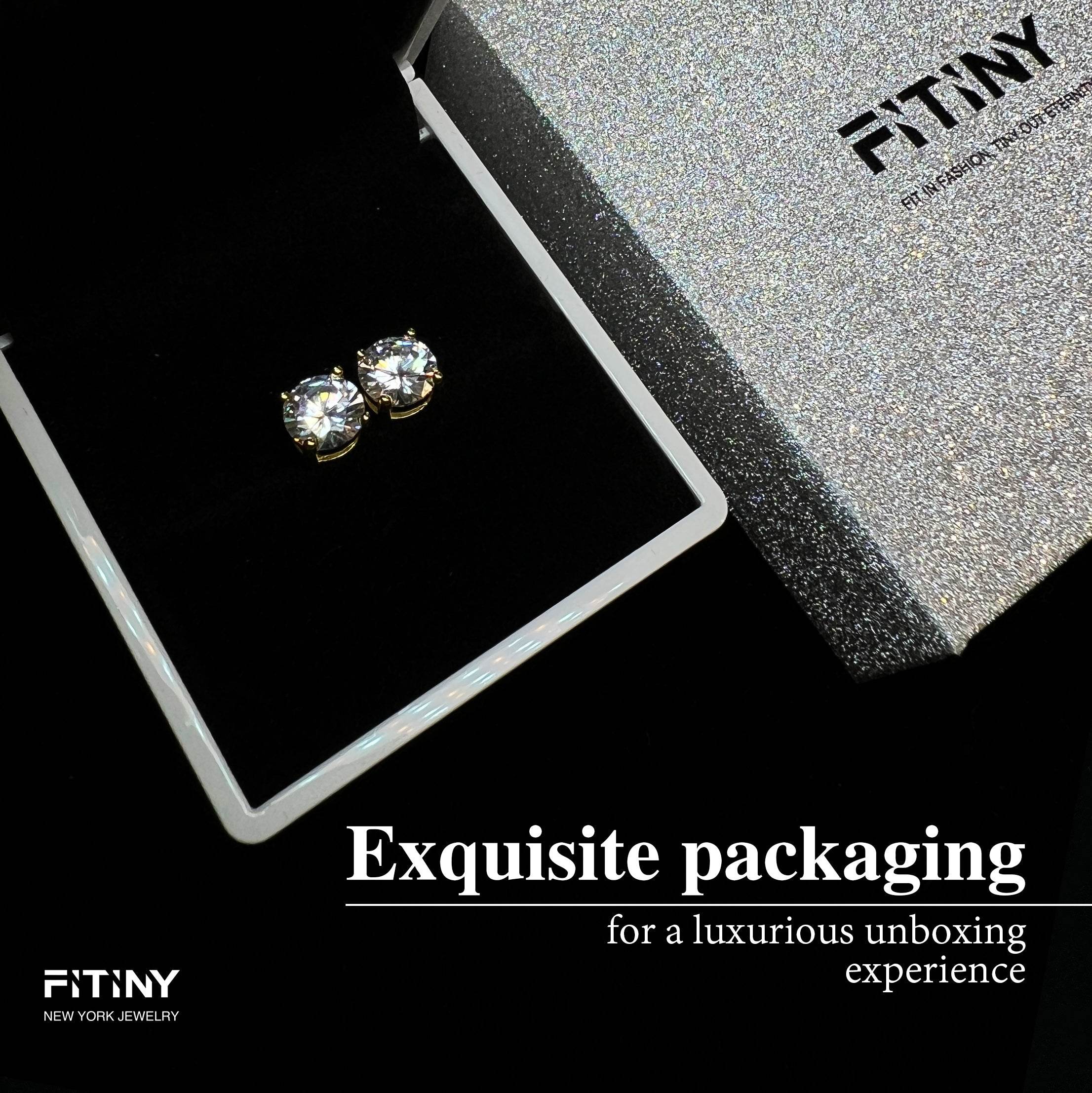 S925 Magnetic Moissanite / CZ Stud Earrings for Men Women, 1ct 6.5mm 4-Prong Round Cut, Inlaid Magnetic Earrings Non-Piercing Clip On Stud Earring